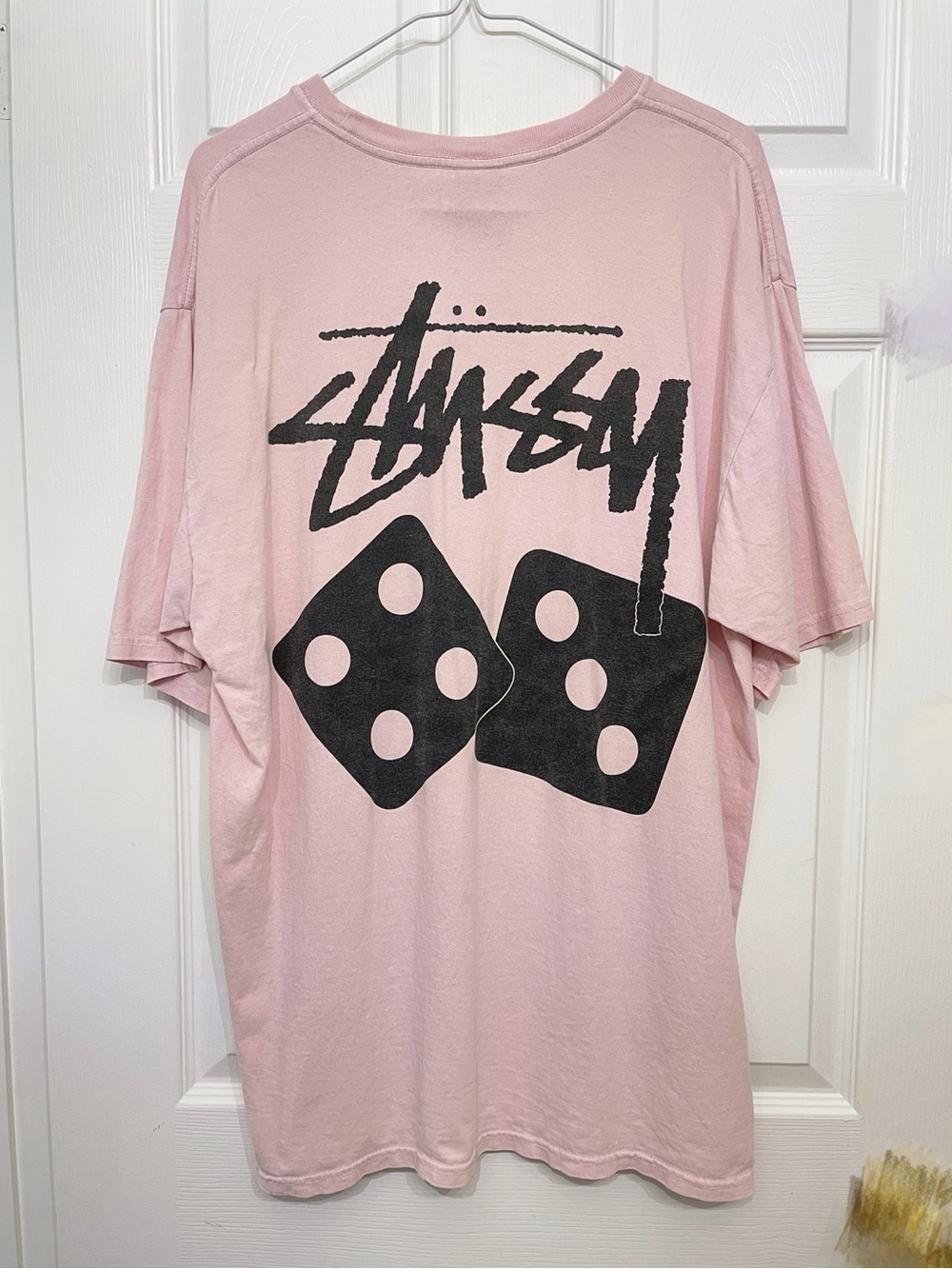 Stussy Dice Pigment Dyed Tee Size L Blush Streetwear 90s Relaxed Fit Unisex Pink
